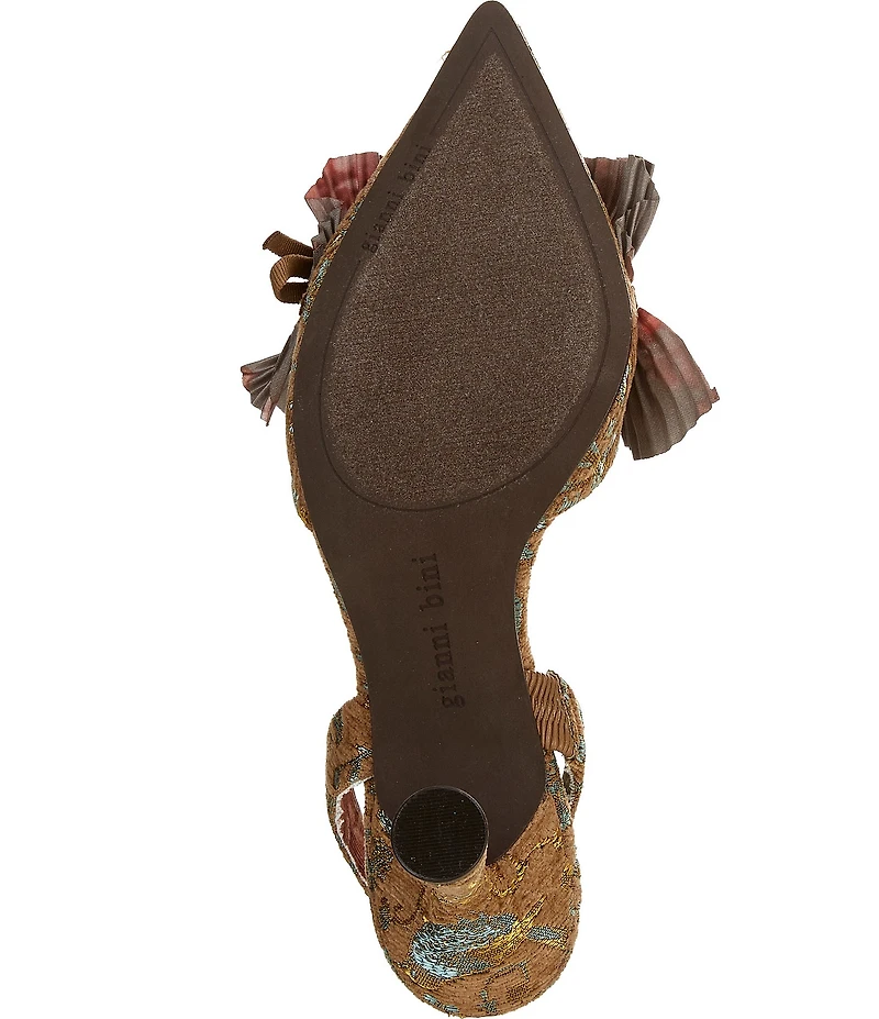 Gianni Bini Eaves Pleated Ruffle Jacquard Pointed Toe Pumps