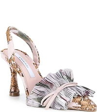 Gianni Bini Eaves Pleated Ruffle Jacquard Pointed Toe Pumps