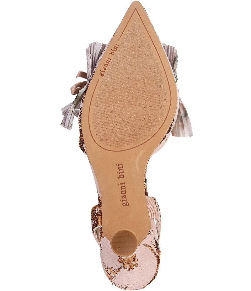 Gianni Bini Eaves Pleated Ruffle Jacquard Pointed Toe Pumps