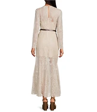 Gianni Bini Eden Lace Belted Long Sleeve Dress