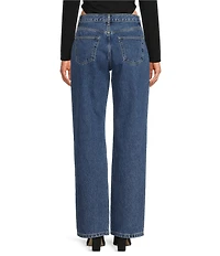 Gianni Bini Edie Suede Patch Straight Leg Denim Jeans