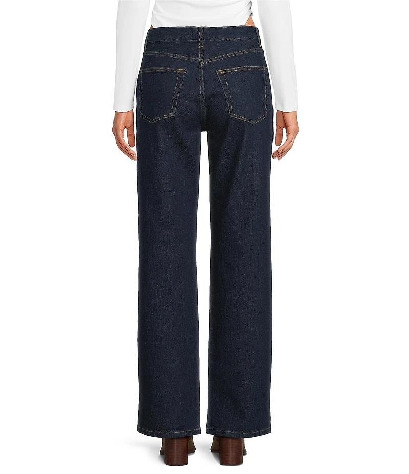 Gianni Bini Edie Suede Patch Straight Leg Indigo Denim Jeans