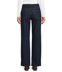 Gianni Bini Edie Suede Patch Straight Leg Indigo Denim Jeans