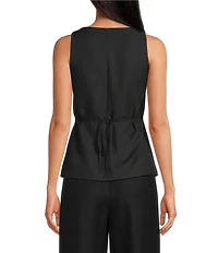 Gianni Bini Effie Square Neck Sleeveless Coordinating Linen Vest Top