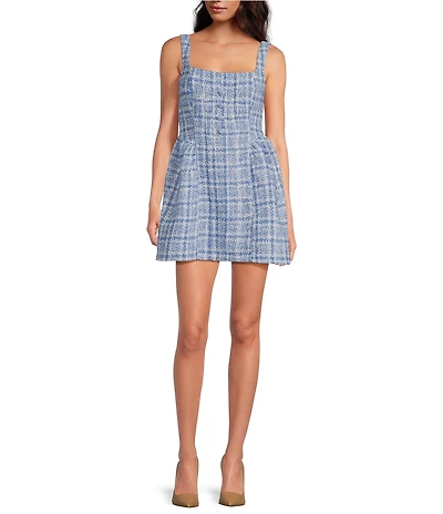 Gianni Bini Eliza Tweed Button Detail A-Line Dress