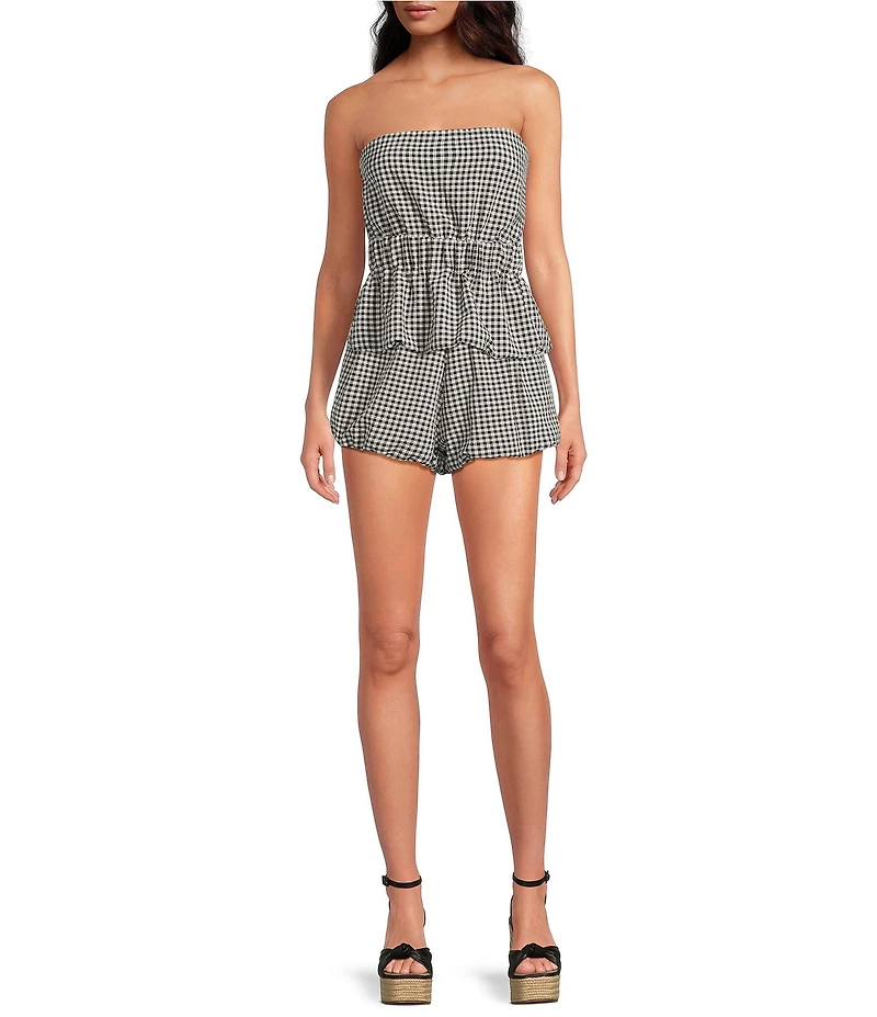 Gianni Bini Elle Gingham Mid Rise Coordinating Bloomer Shorts