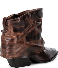 Gianni Bini Eller Distressed Leather Cuffed Block Heel Booties