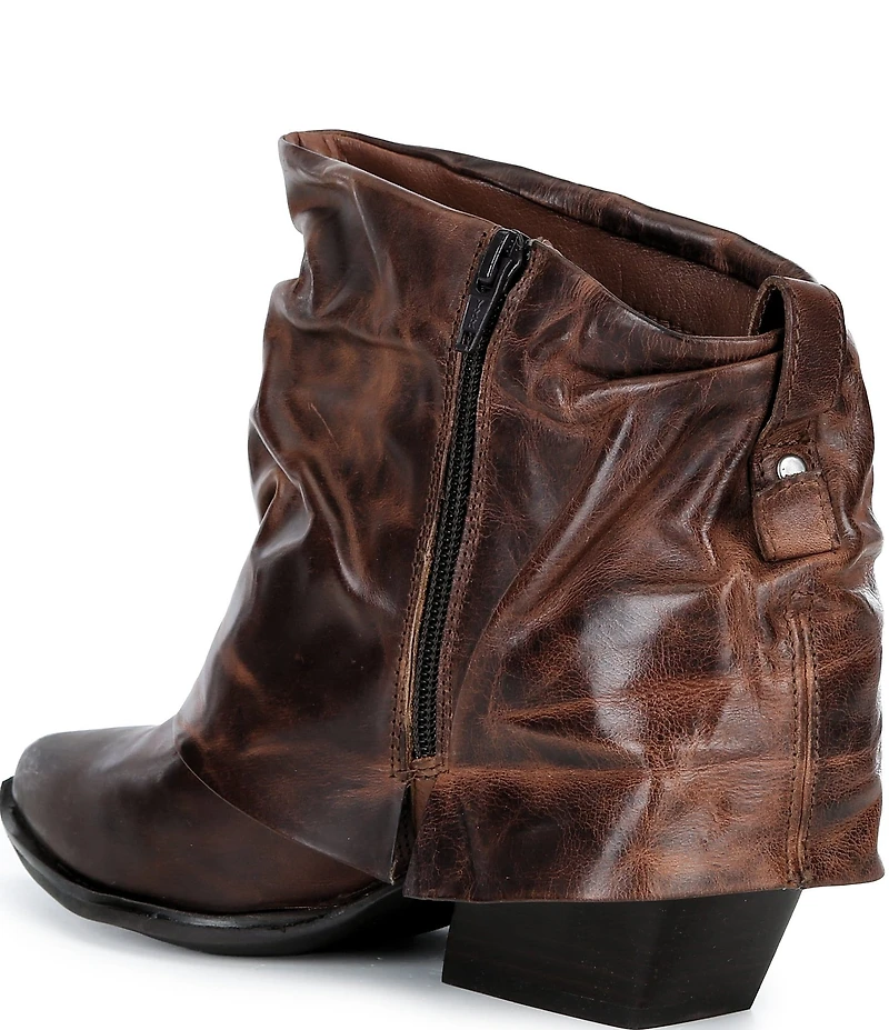 Gianni Bini Eller Distressed Leather Cuffed Block Heel Booties