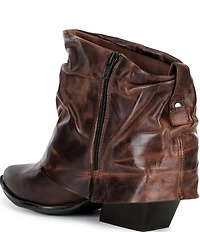 Gianni Bini Eller Distressed Leather Cuffed Block Heel Booties