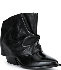 Gianni Bini Eller Leather Cuffed Block Heel Booties