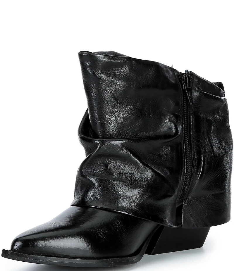 Gianni Bini Eller Leather Cuffed Block Heel Booties