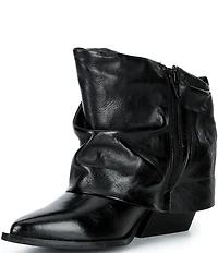Gianni Bini Eller Leather Cuffed Block Heel Booties