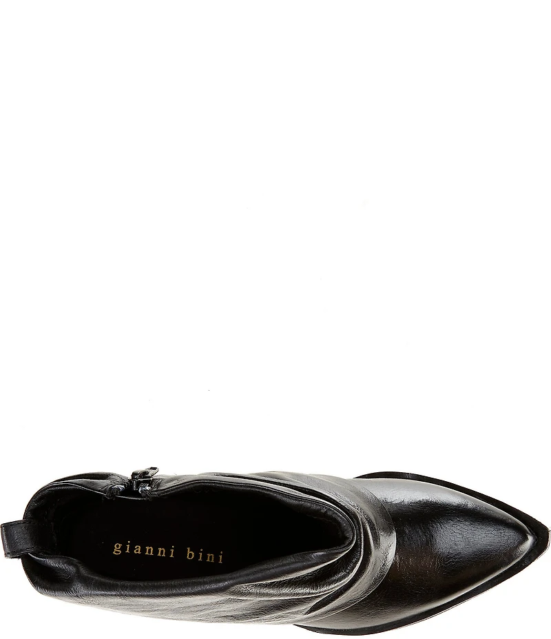 Gianni Bini Eller Leather Cuffed Block Heel Booties