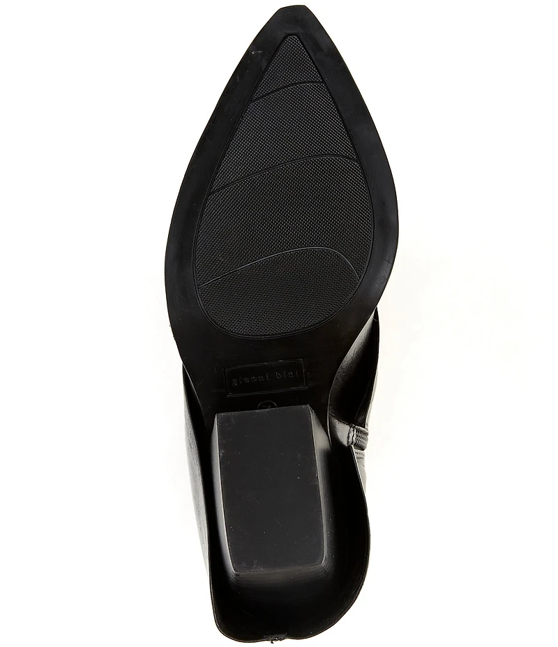 Gianni Bini Eller Leather Cuffed Block Heel Booties