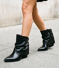 Gianni Bini Eller Leather Cuffed Block Heel Booties