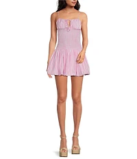 Gianni Bini Ellie Stripe Smocked Drop Waist Bubble Hem Dress