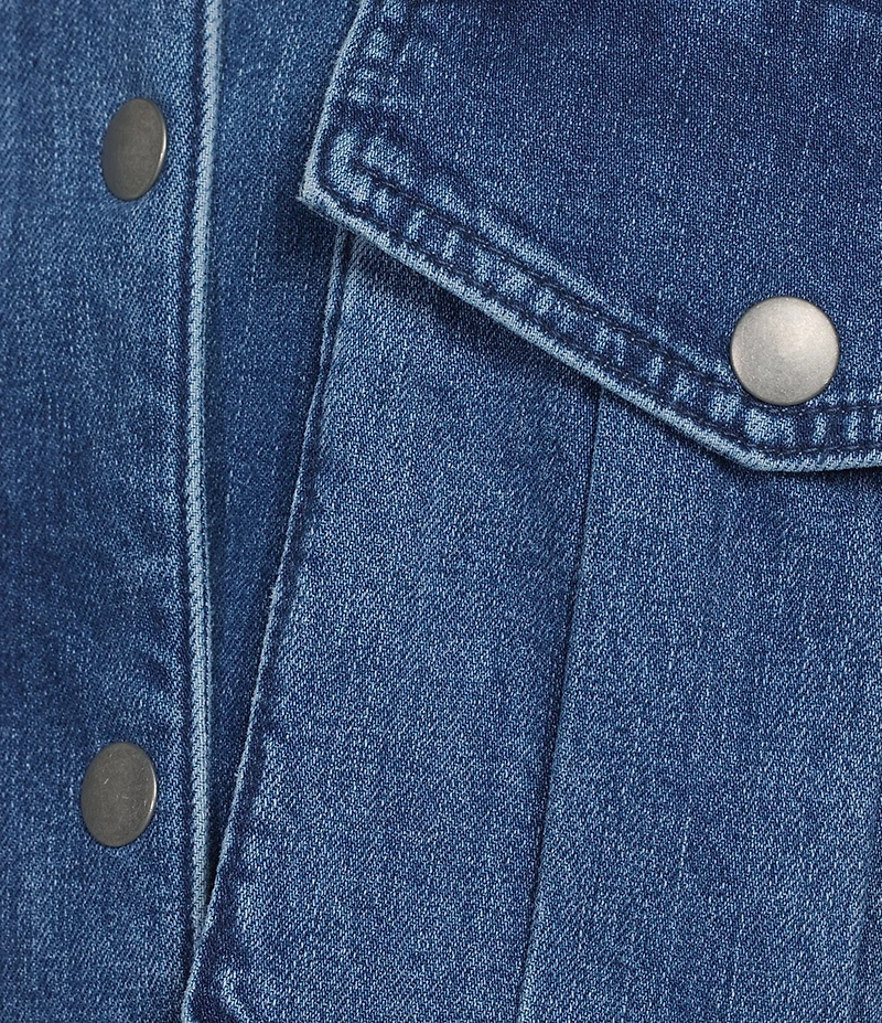 Gianni Bini Ellie Suede Collar Cropped Jean Jacket