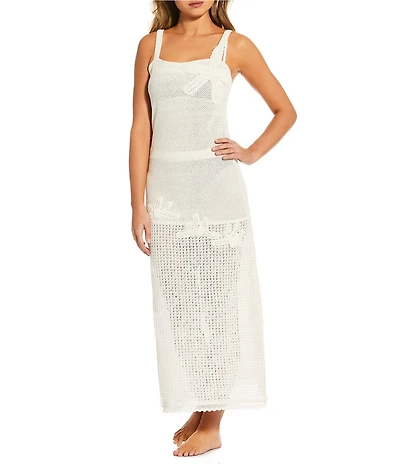 Gianni Bini Embroidered Crochet Maxi Dress Cover-Up