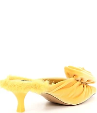 Gianni Bini Emery Velvet Fur Kitten Heel Dress Mules