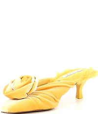 Gianni Bini Emery Velvet Fur Kitten Heel Dress Mules