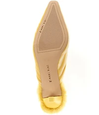 Gianni Bini Emery Velvet Fur Kitten Heel Dress Mules