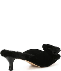 Gianni Bini Emery Velvet Fur Kitten Heel Dress Mules
