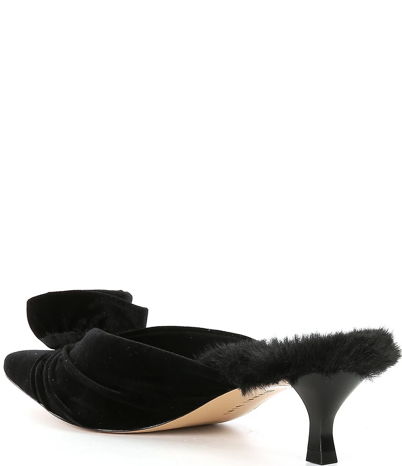 Gianni Bini Emery Velvet Fur Kitten Heel Dress Mules