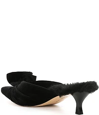 Gianni Bini Emery Velvet Fur Kitten Heel Dress Mules