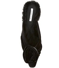 Gianni Bini Emery Velvet Fur Kitten Heel Dress Mules