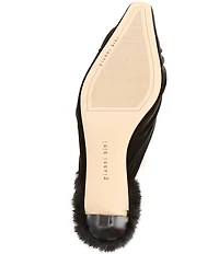 Gianni Bini Emery Velvet Fur Kitten Heel Dress Mules