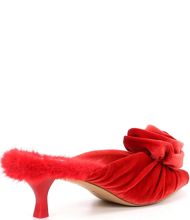 Gianni Bini Emery Velvet Fur Kitten Heel Dress Mules
