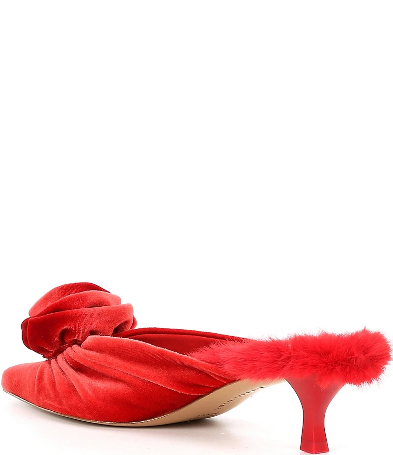 Gianni Bini Emery Velvet Fur Kitten Heel Dress Mules