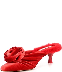Gianni Bini Emery Velvet Fur Kitten Heel Dress Mules