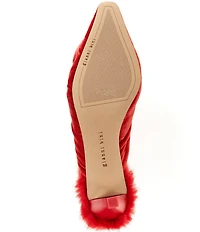 Gianni Bini Emery Velvet Fur Kitten Heel Dress Mules