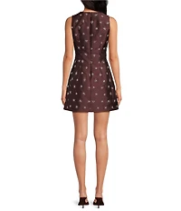 Gianni Bini Emma Bead Embroidered Boat Neck Sleeveless Structured A-Line Mini Dress
