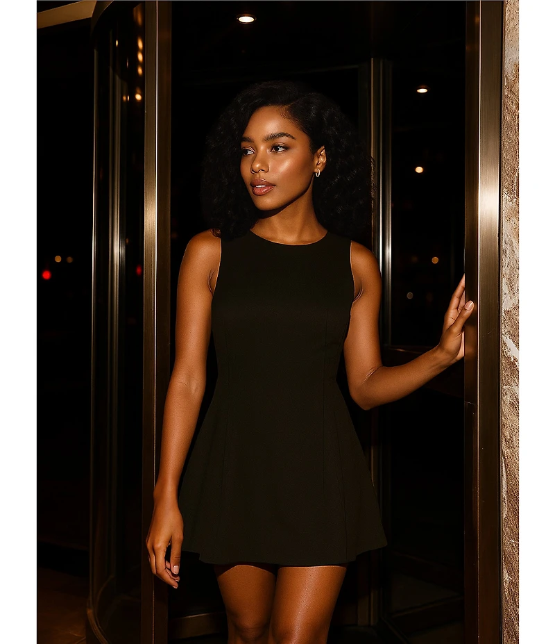 Gianni Bini Emma Crepe Structured Sleeveless A-Line Mini Dress