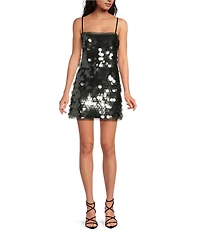 Gianni Bini Emory Sleeveless Square Neck Pailette Mini Shift Dress