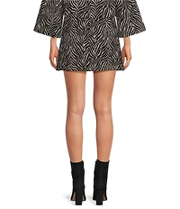 Gianni Bini Eva Zebra Printed Jacquard Fawn Coordinating A-Line Mini Skirt