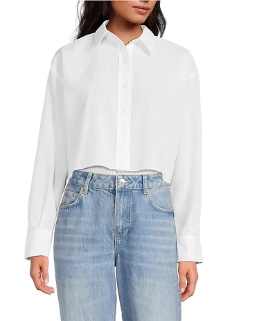 Gianni Bini Evelyn Long Sleeve Button Front Cotton Blend Blouse