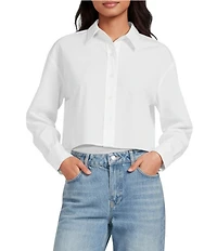 Gianni Bini Evelyn Long Sleeve Button Front Cotton Blend Blouse