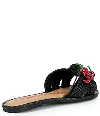 Gianni Bini Fabin Raffia Rhinestone Chili Pepper Slide Sandals