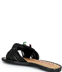 Gianni Bini Fabin Raffia Rhinestone Chili Pepper Slide Sandals