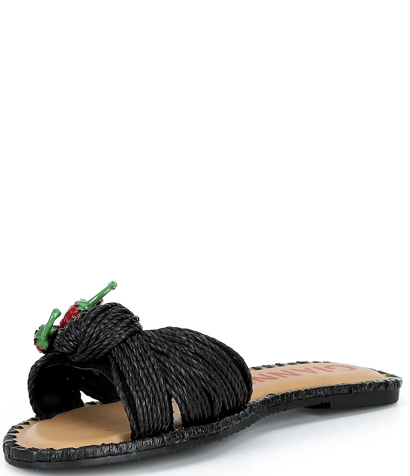 Gianni Bini Fabin Raffia Rhinestone Chili Pepper Slide Sandals
