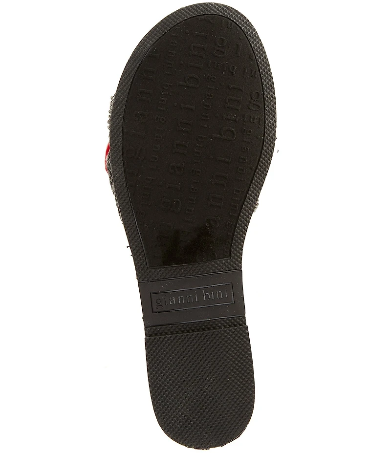 Gianni Bini Fabin Raffia Rhinestone Chili Pepper Slide Sandals