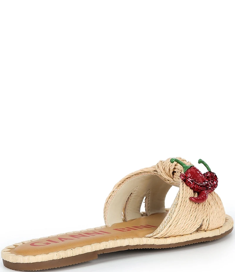 Gianni Bini Fabin Raffia Rhinestone Chili Pepper Slide Sandals