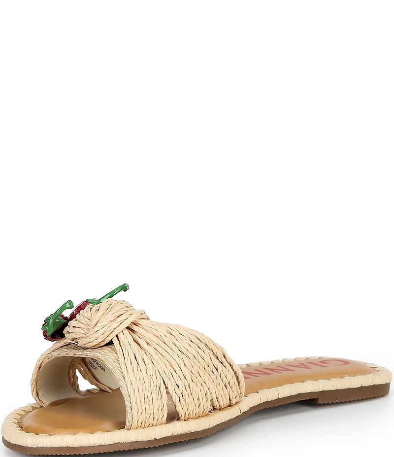 Gianni Bini Fabin Raffia Rhinestone Chili Pepper Slide Sandals