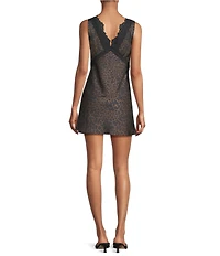 Gianni Bini Faye Leopard Print Satin Lace Detail Slip Dress