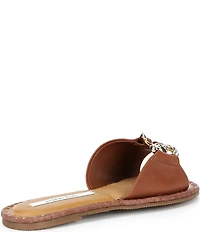 Gianni Bini Ferrel Leather Ornamented Slide Sandals