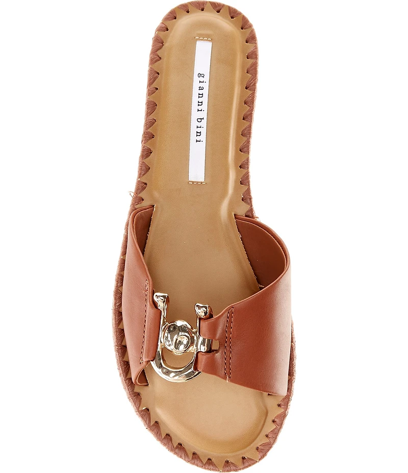 Gianni Bini Ferrel Leather Ornamented Slide Sandals