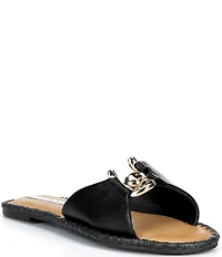 Gianni Bini Ferrel Leather Ornamented Slide Sandals